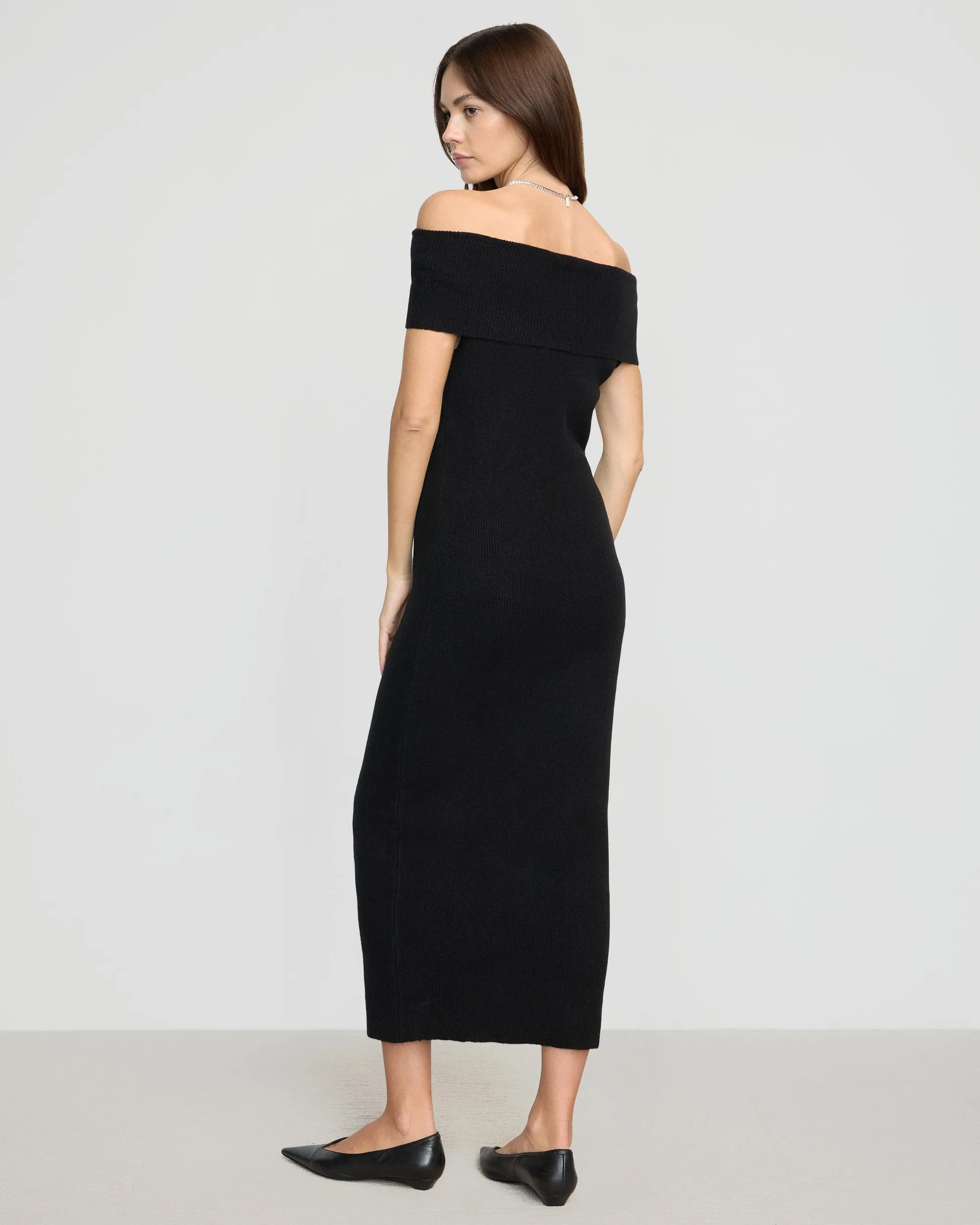 Micah Off-Shoulder Sweater Dress | Black