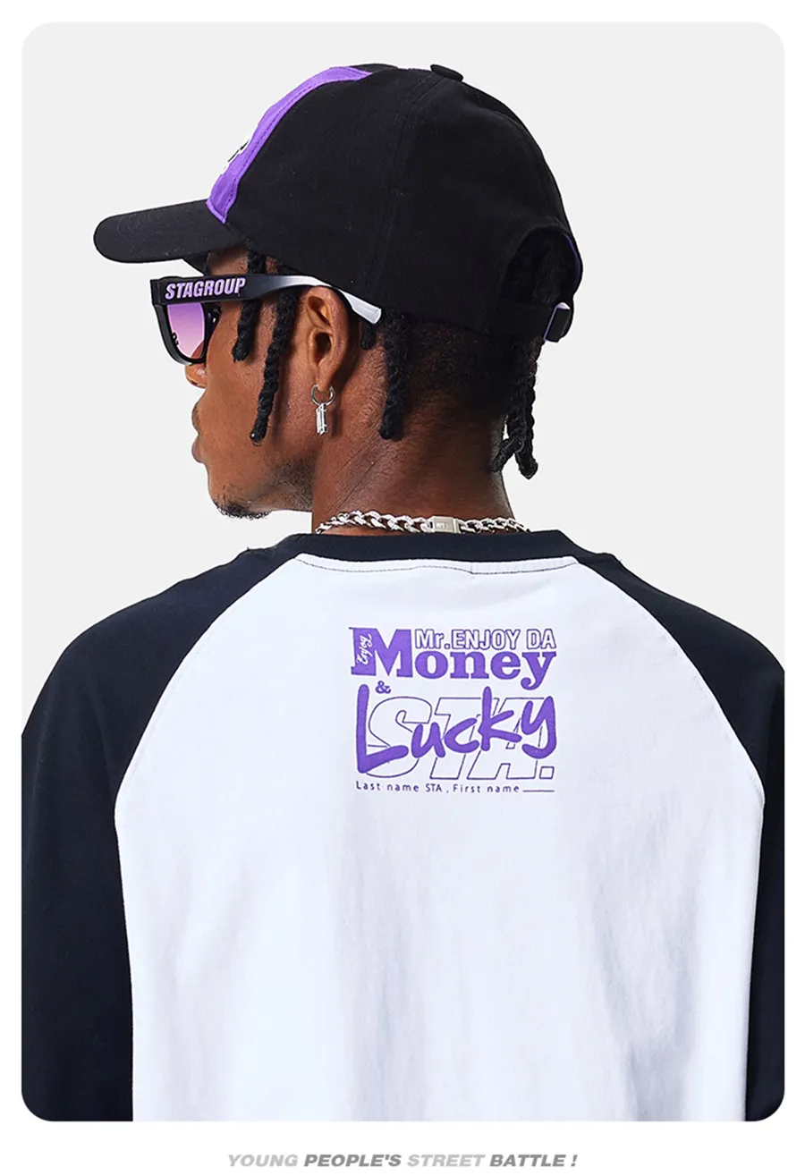 MR. ENJOY DA MONEY  |Pullovers Stripes Unisex Street Style Bi-color Long Sleeves