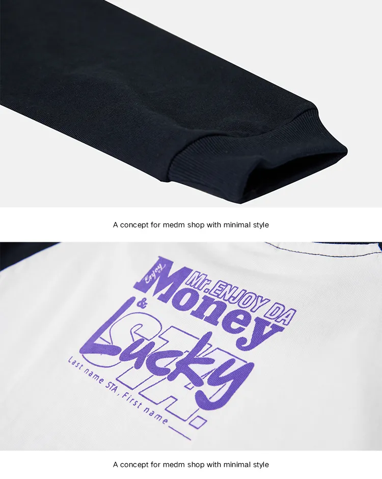 MR. ENJOY DA MONEY  |Pullovers Stripes Unisex Street Style Bi-color Long Sleeves