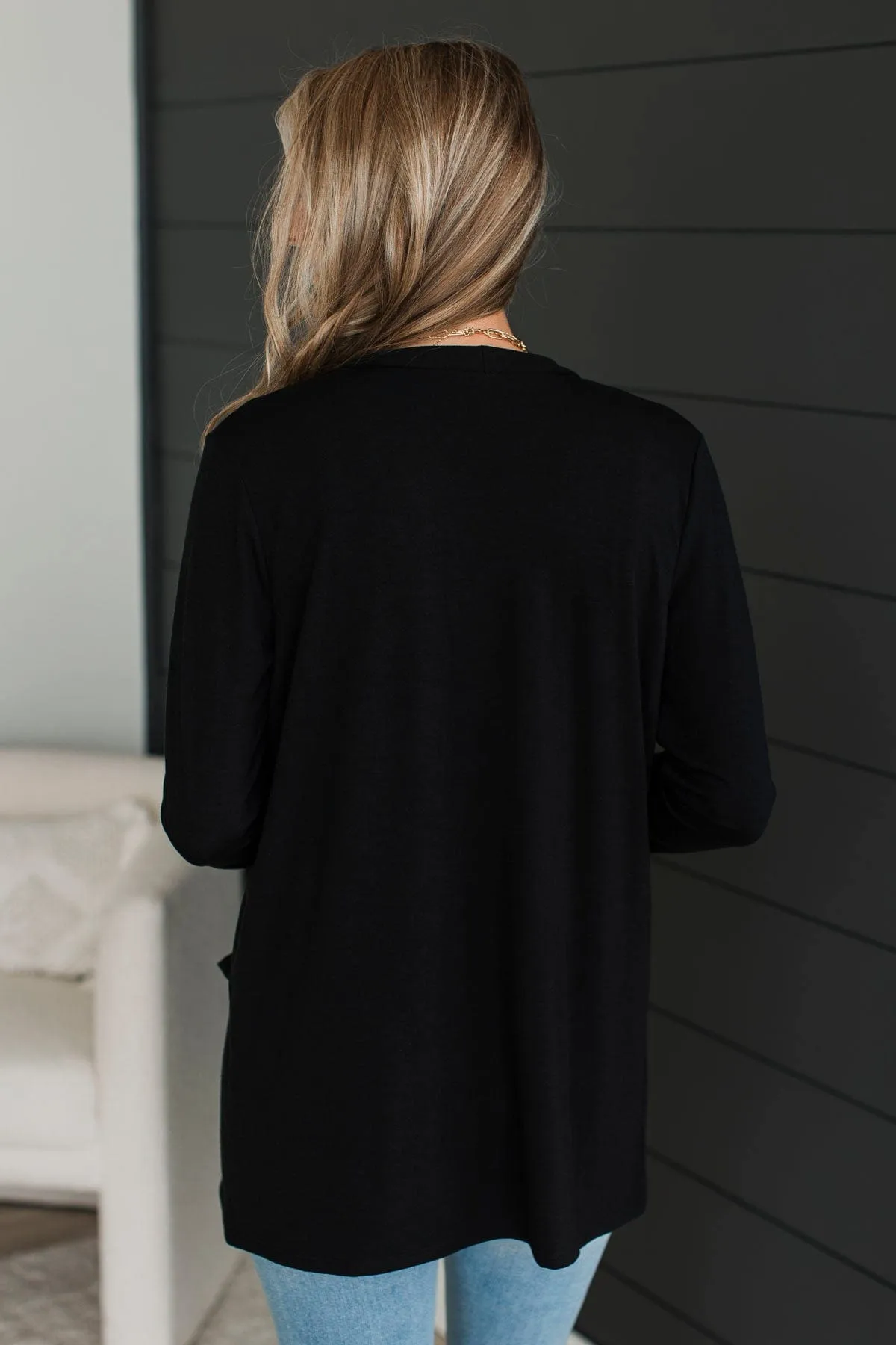 My Best Self Open Front Cardigan- Black