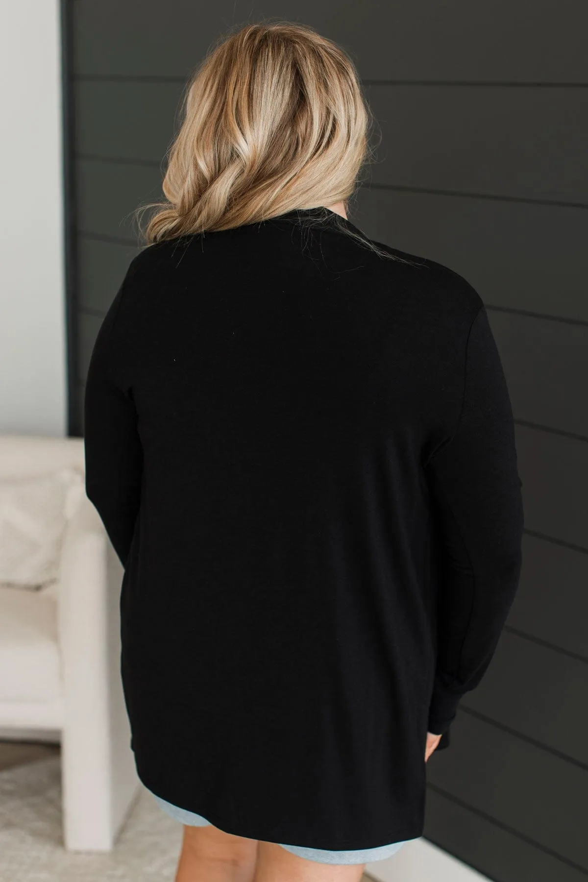 My Best Self Open Front Cardigan- Black