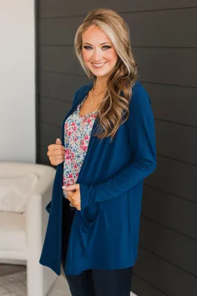 My Best Self Open Front Cardigan- Navy