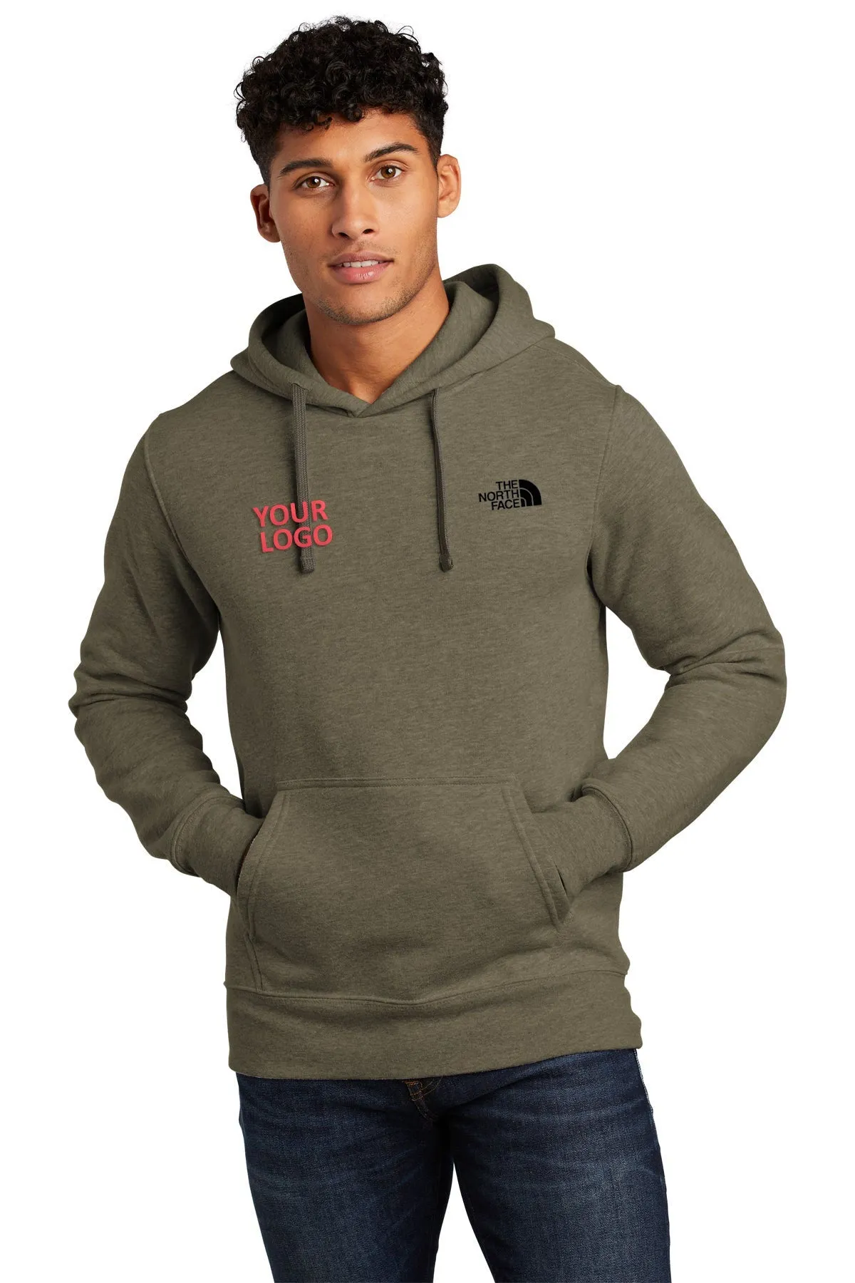 North Face Chest Logo Hoodie NF0A7V9B New Taupe Green Heather