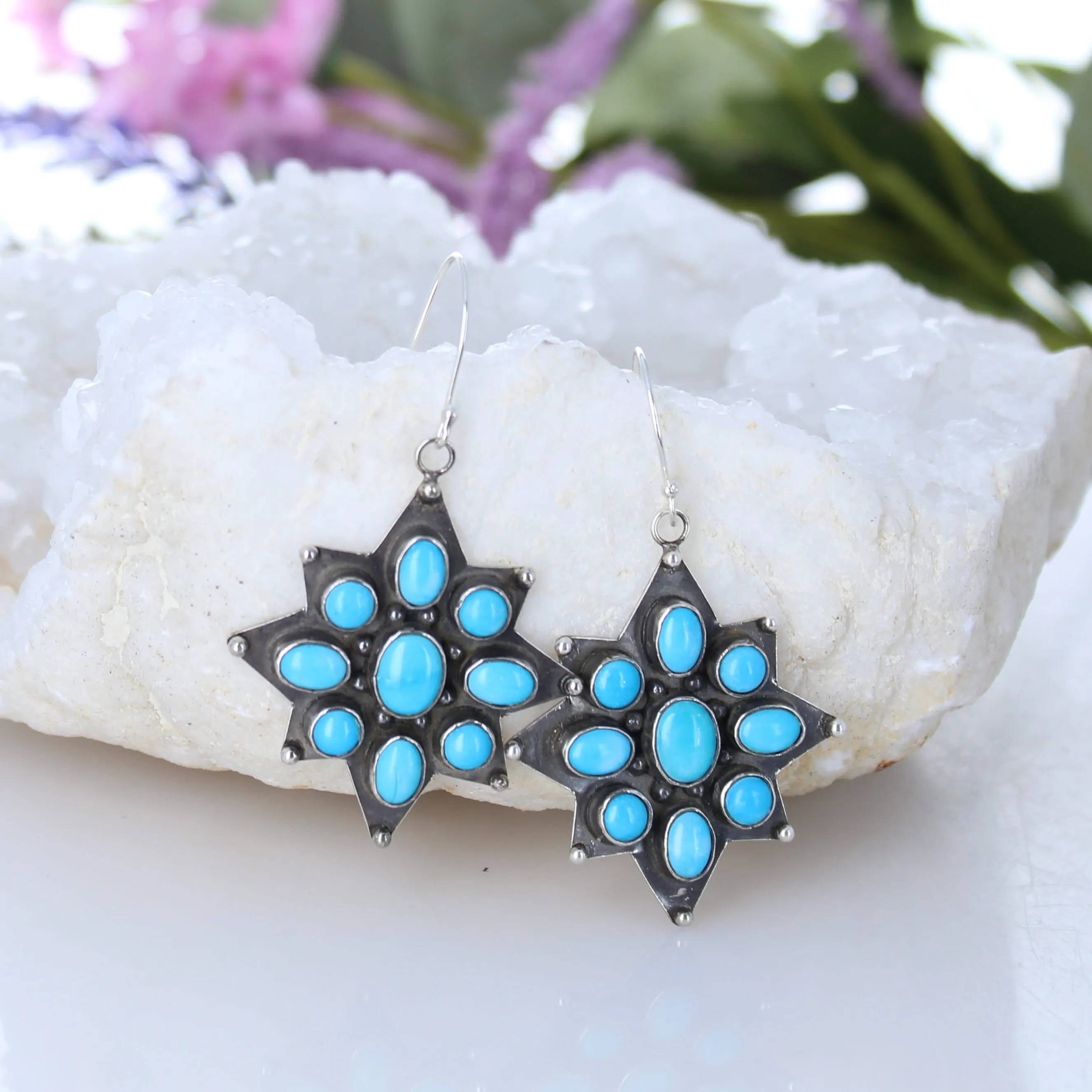 North Star Design Blue Ridge Orvil Jack Turquoise Earrings Sterling