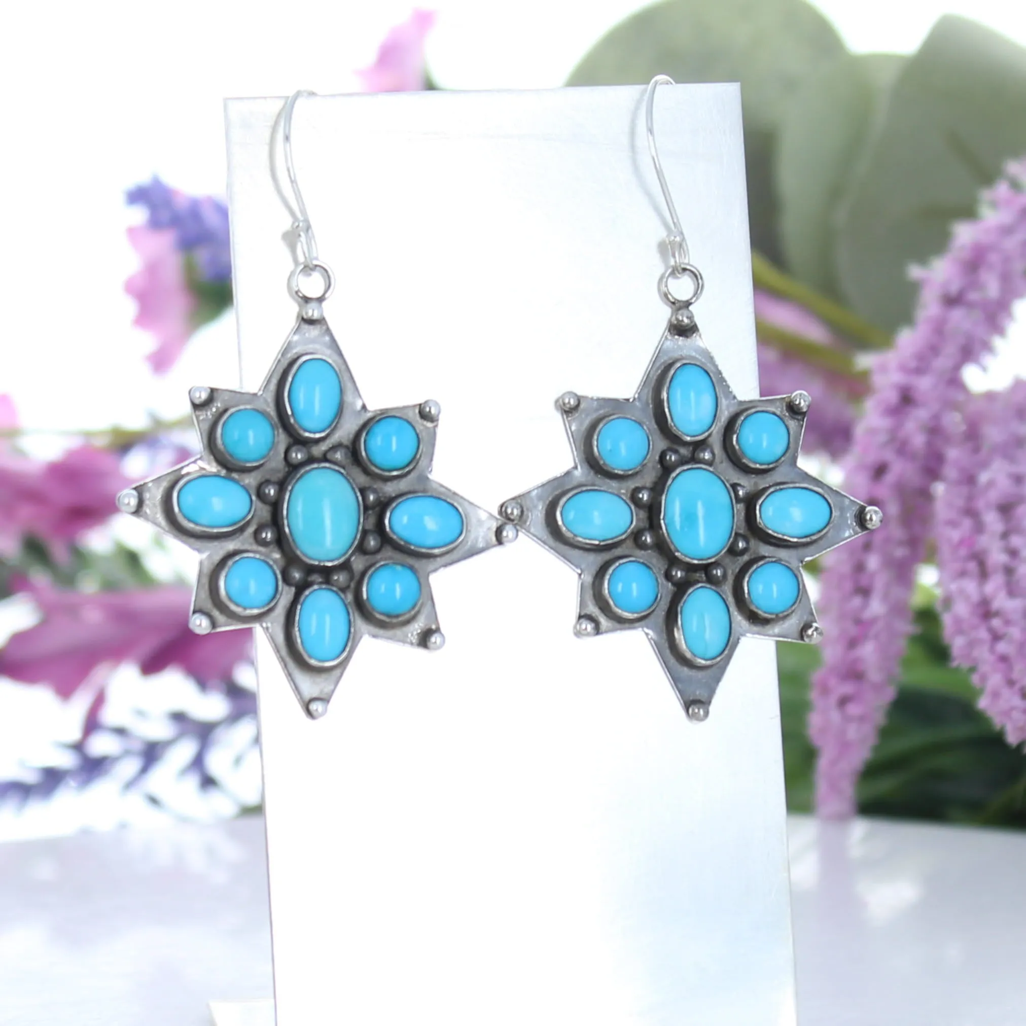 North Star Design Blue Ridge Orvil Jack Turquoise Earrings Sterling