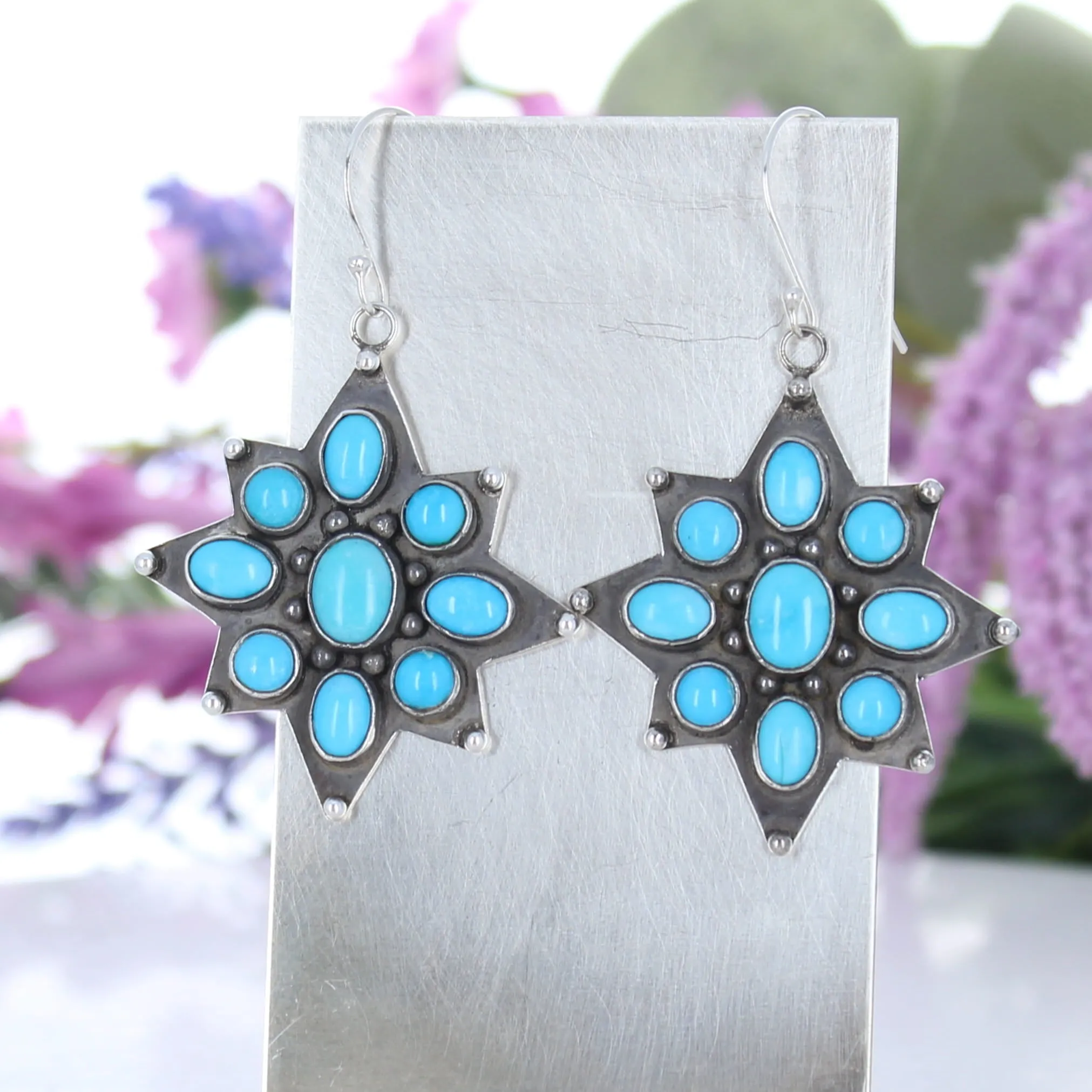 North Star Design Blue Ridge Orvil Jack Turquoise Earrings Sterling