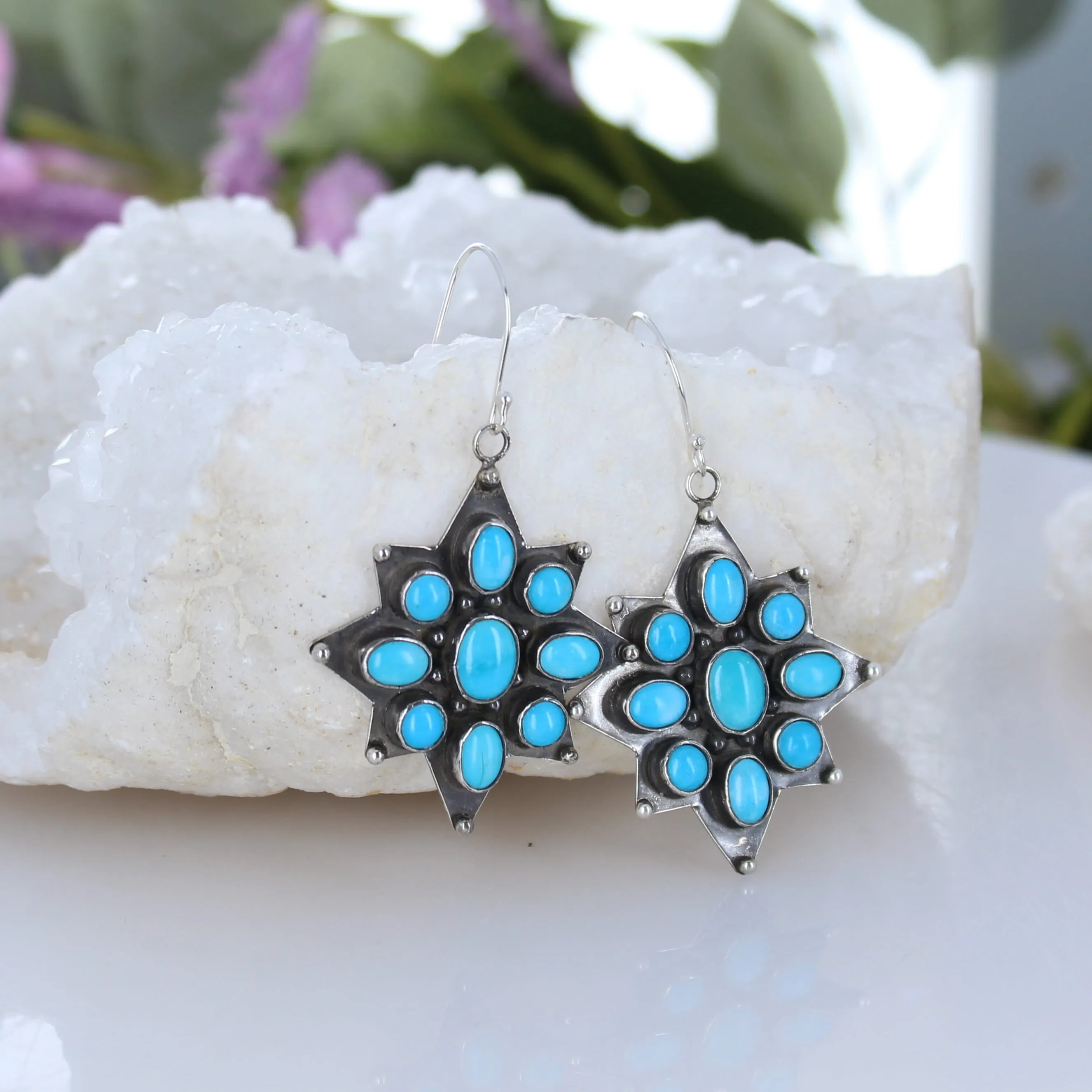 North Star Design Blue Ridge Orvil Jack Turquoise Earrings Sterling