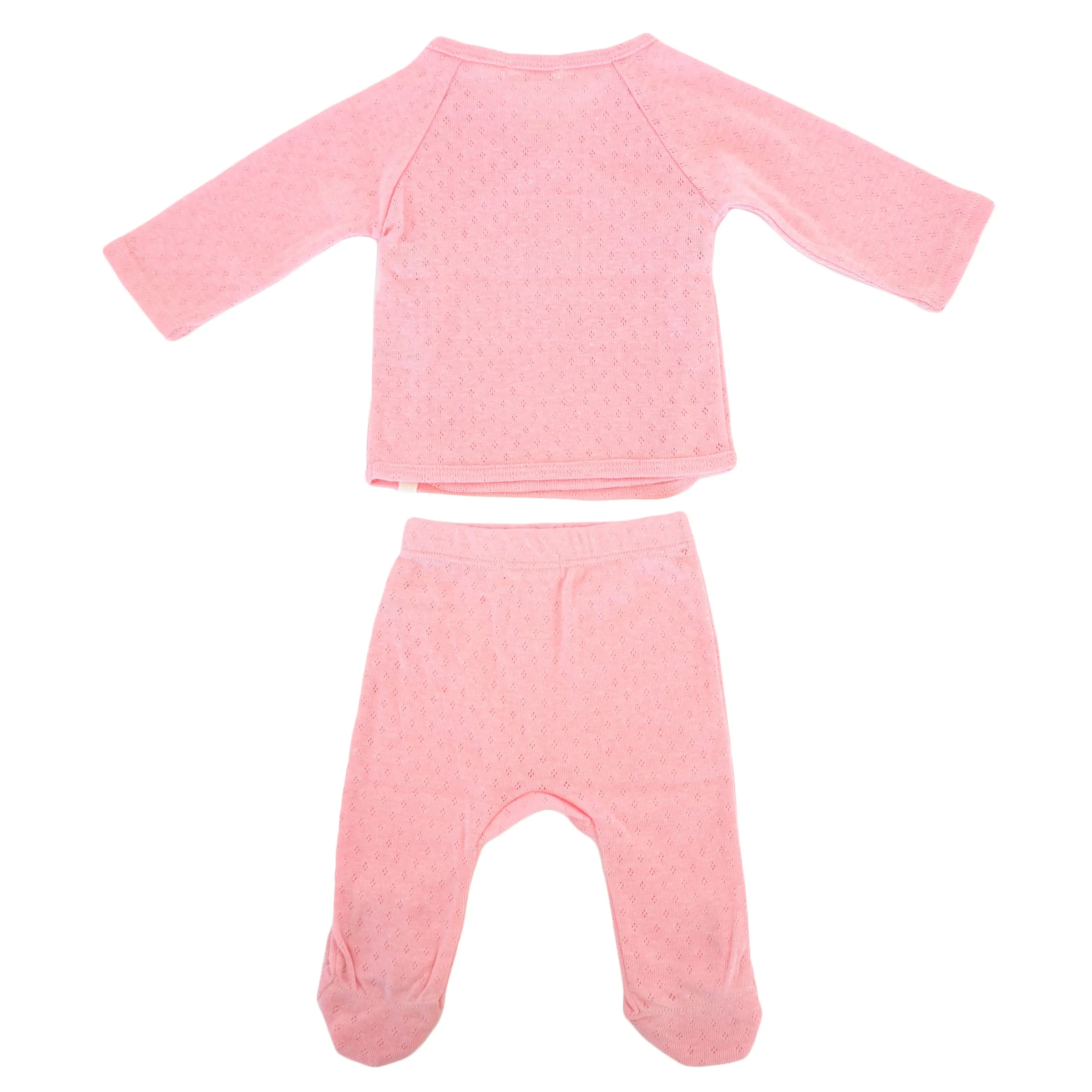 oh baby! Pointelle Kimono Footie Set - Pink Heather