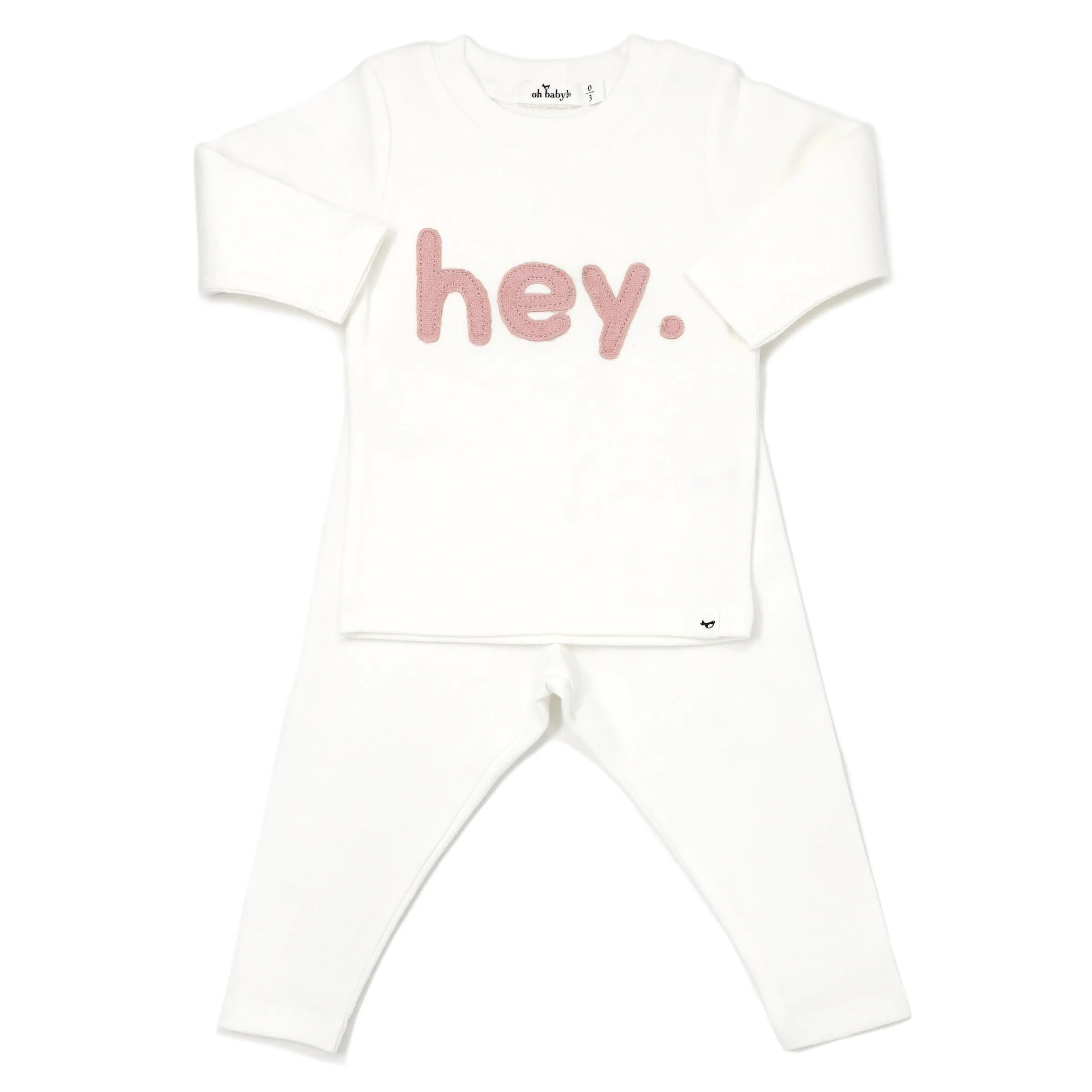 oh baby! Two Piece Set - hey. Blush Terry Applique - Cream