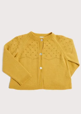 Openwork Buttoned Cardigan in Mustard (12mths-10yrs)