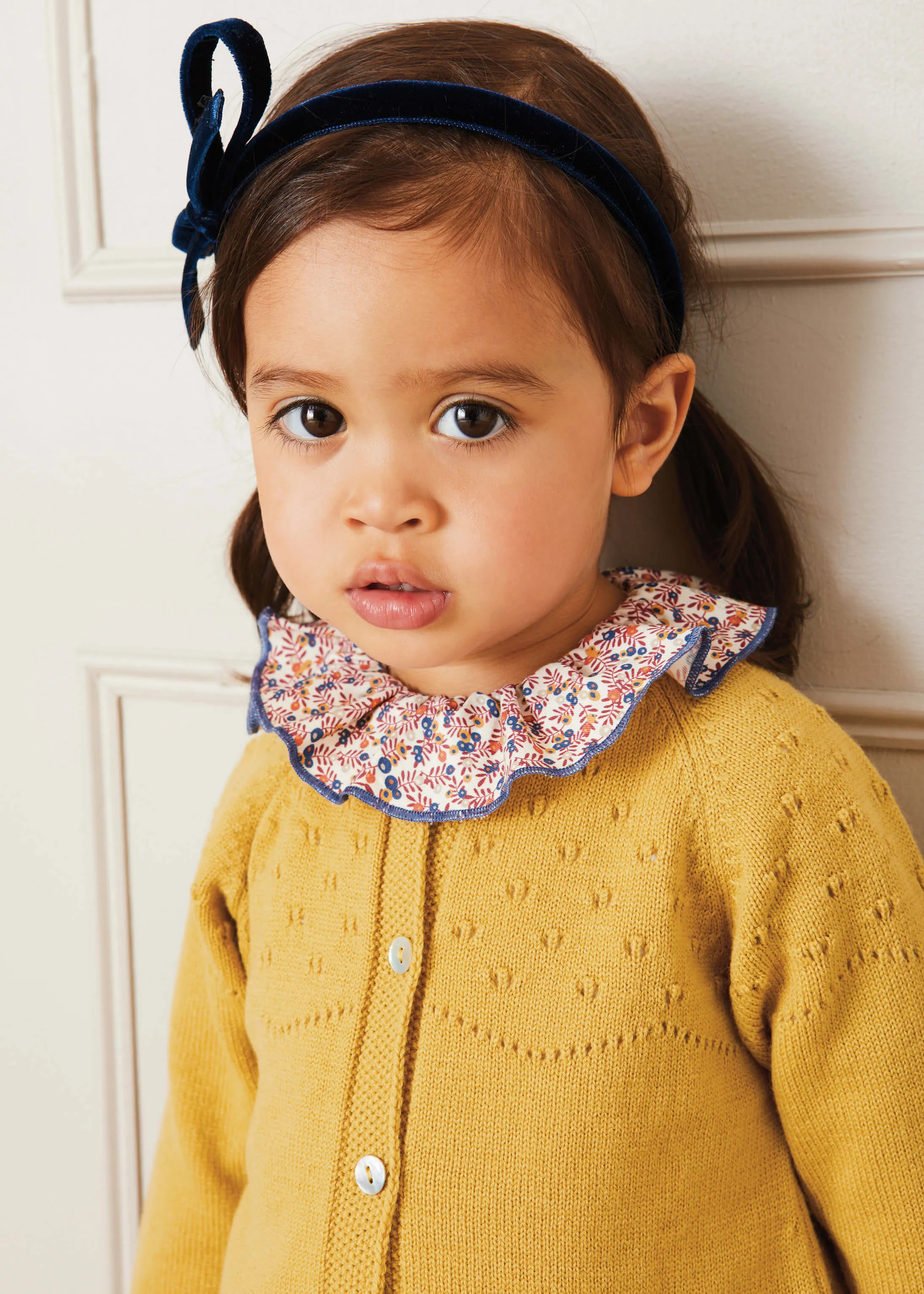 Openwork Buttoned Cardigan in Mustard (12mths-10yrs)