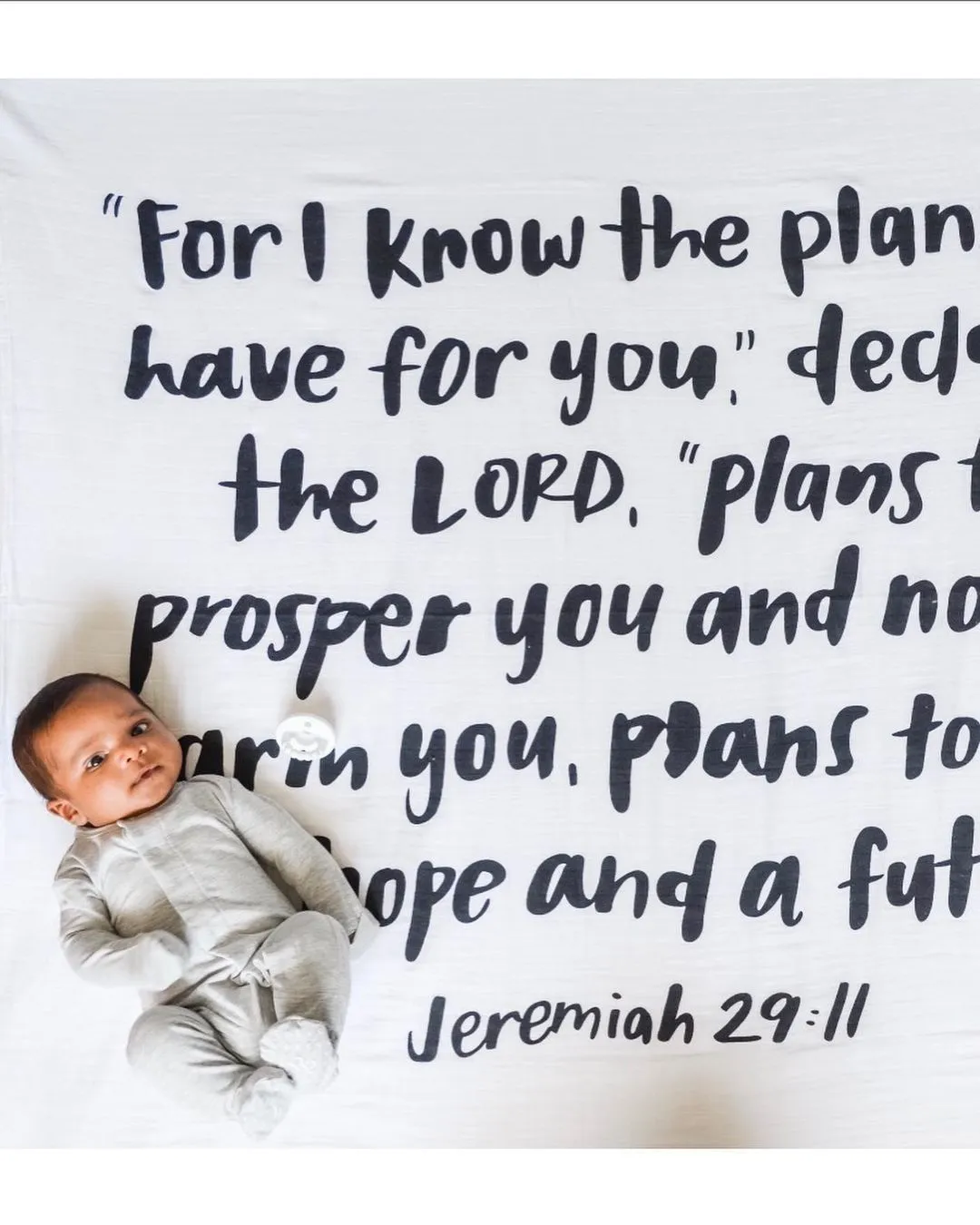 Organic Swaddle + Wall Art - Jeremiah 29:11 “For I know the plans I have for you, declares the Lord...