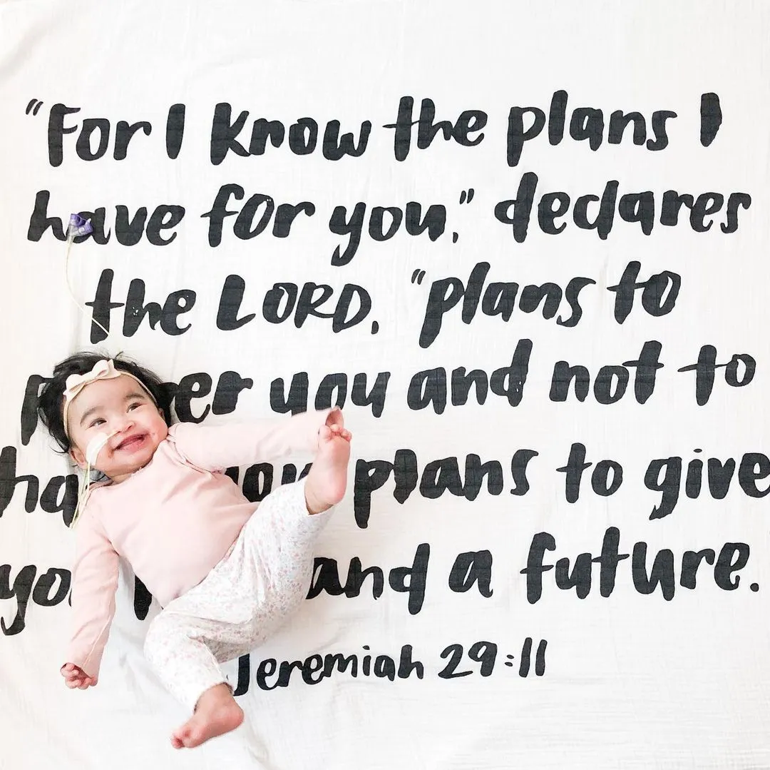 Organic Swaddle + Wall Art - Jeremiah 29:11 “For I know the plans I have for you, declares the Lord...