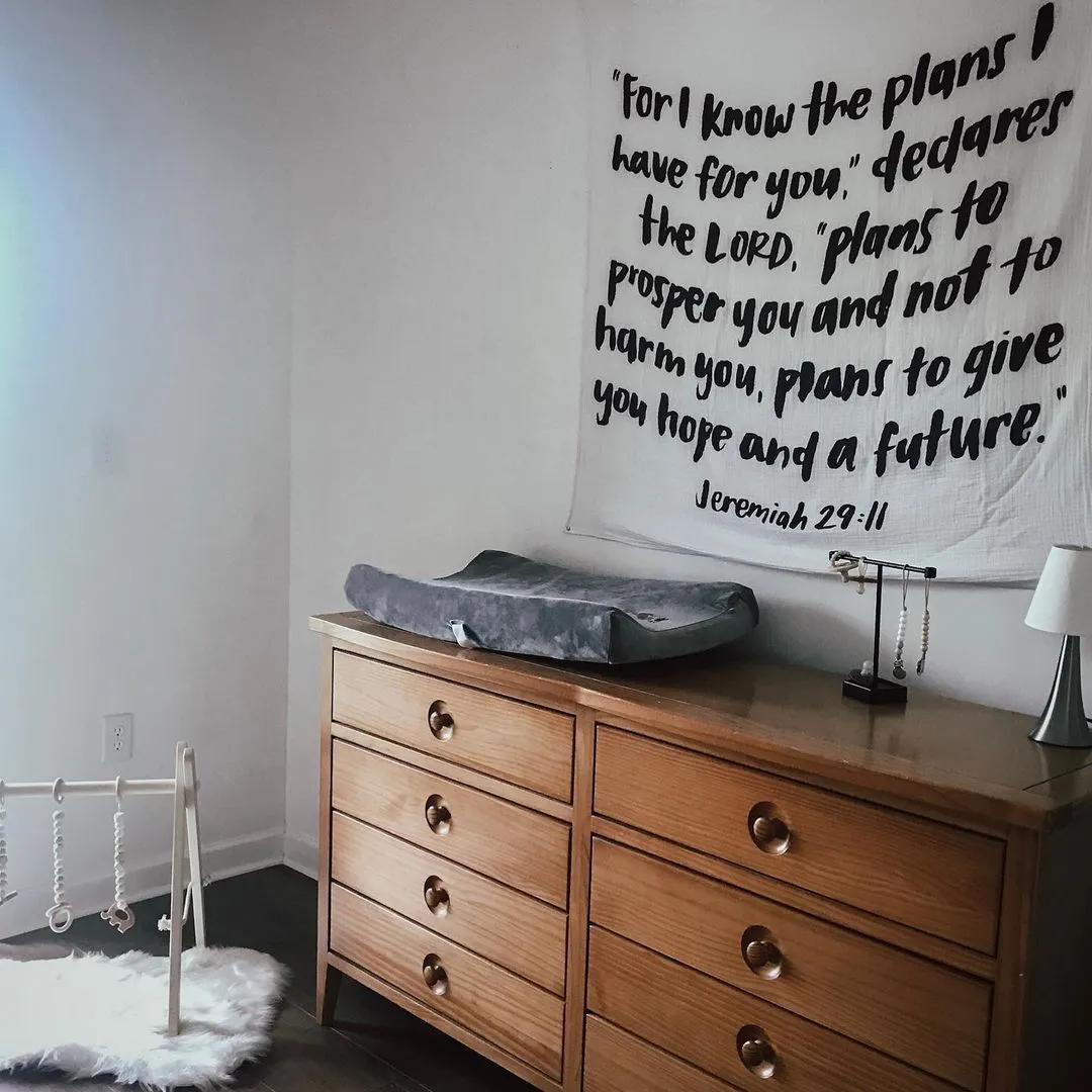 Organic Swaddle + Wall Art - Jeremiah 29:11 “For I know the plans I have for you, declares the Lord...