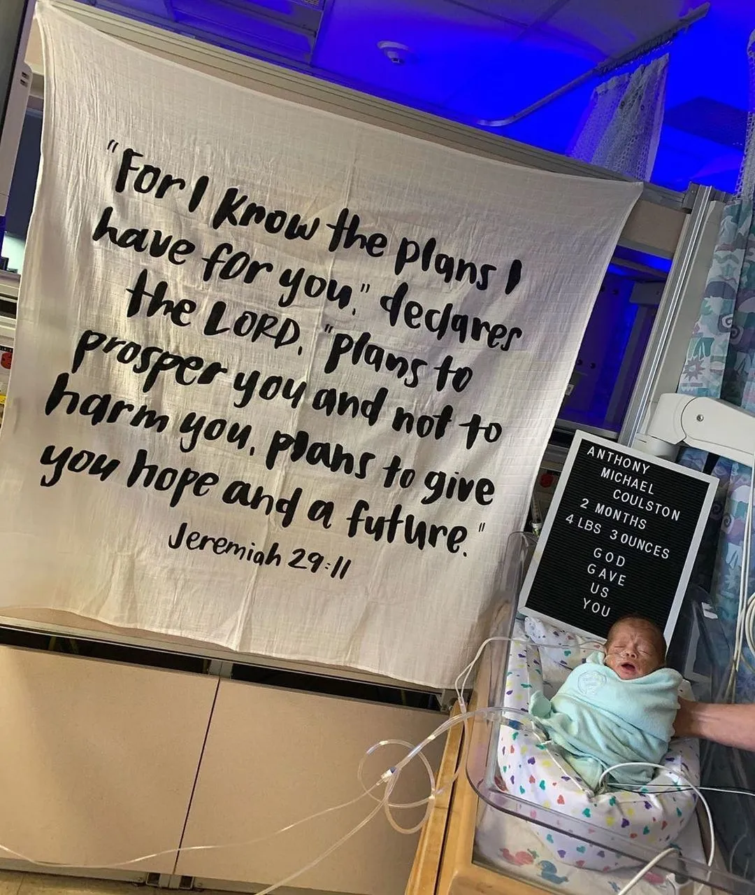 Organic Swaddle + Wall Art - Jeremiah 29:11 “For I know the plans I have for you, declares the Lord...