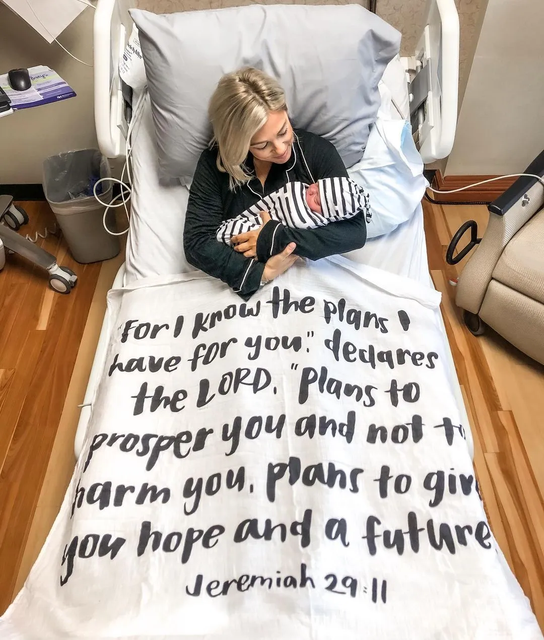 Organic Swaddle + Wall Art - Jeremiah 29:11 “For I know the plans I have for you, declares the Lord...