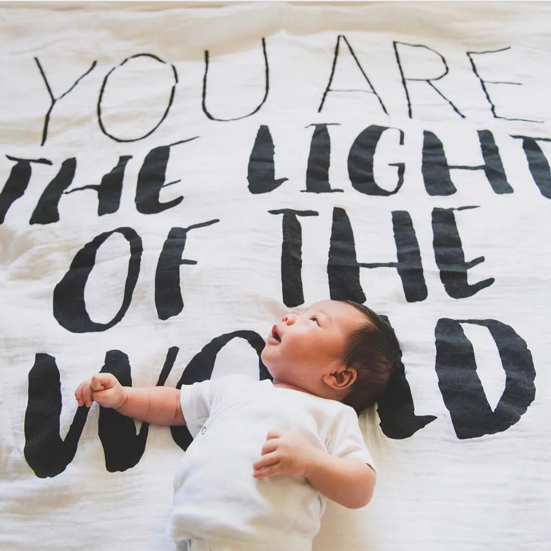 Organic Swaddle + Wall Art -   Matthew 5:14