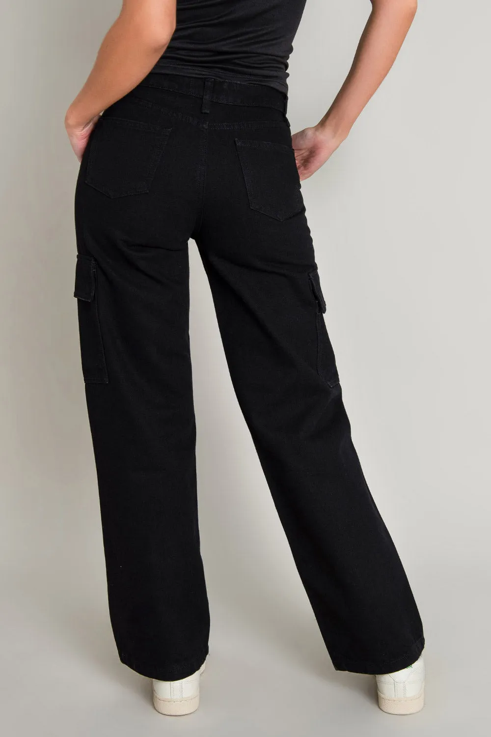 Pantalón cargo de denim fit recto tiro alto