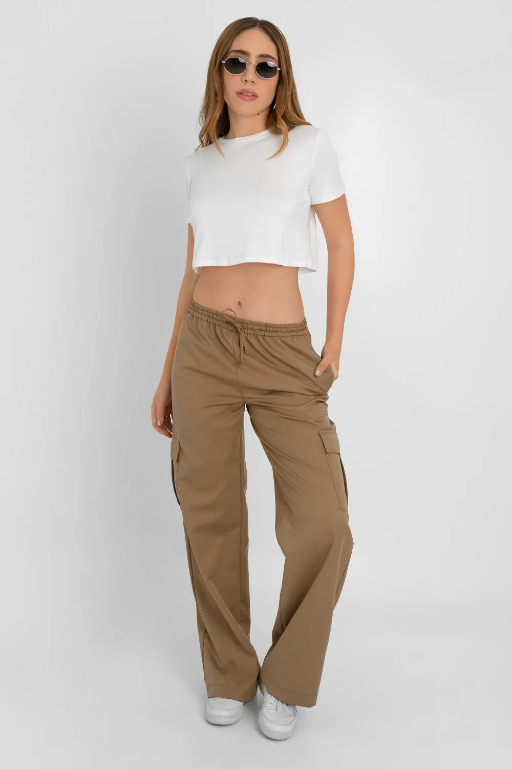 Pantalón cargo de fit recto con jareta