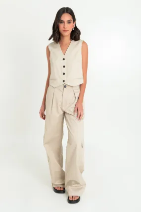 Pantalón cargo fit wide leg cintura alta