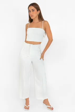 Pantalón culotte con pinzas cintura alta