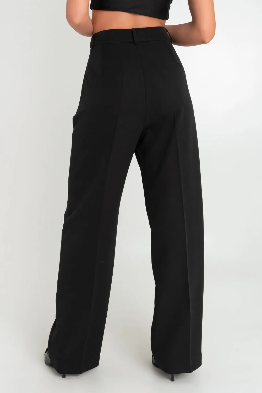 Pantalón de cintura alta fit wide leg con pinzas