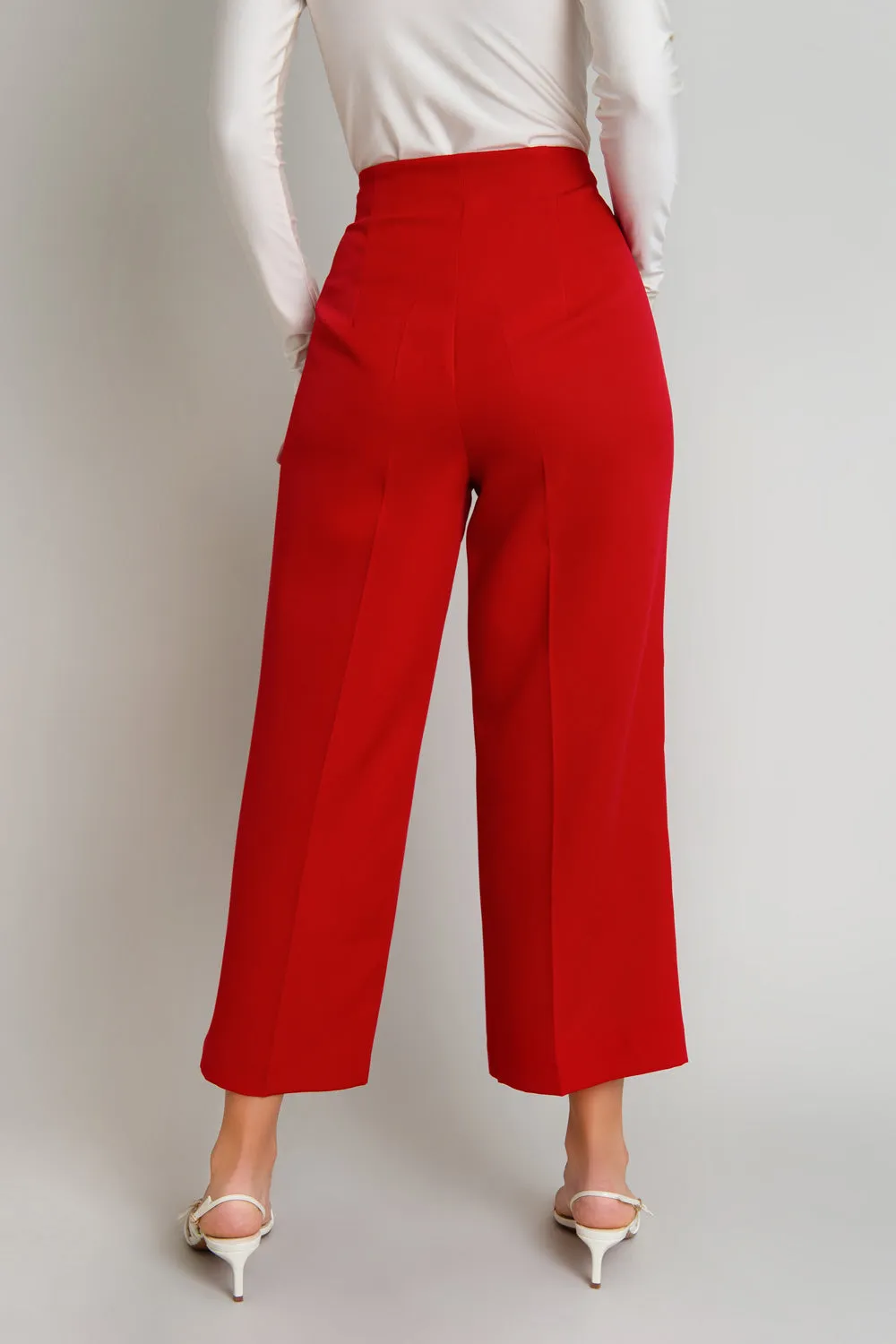 Pantalón de fit culotte tiro alto con raya