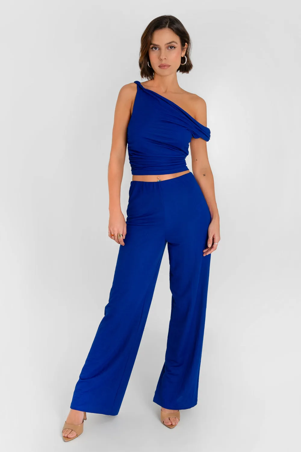 Pantalón de fit wide leg cintura elástica