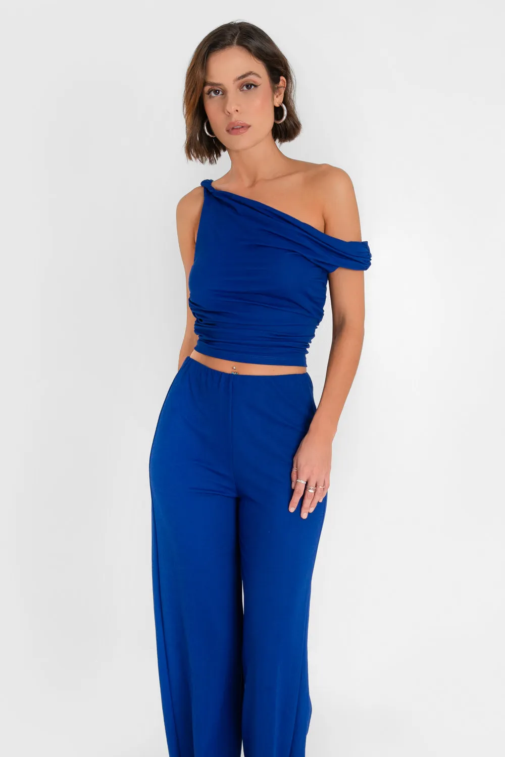 Pantalón de fit wide leg cintura elástica