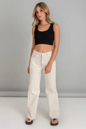 Pantalón denim fit flare con rotos