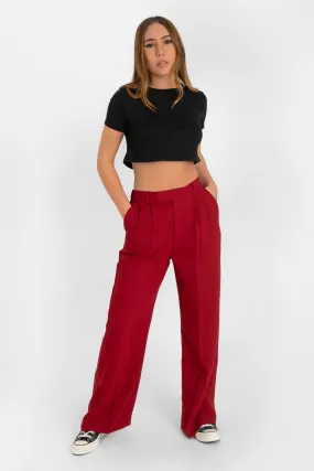 Pantalón fit wide leg con pinzas cintura alta