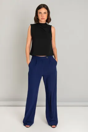 Pantalón fit wide leg con rayas tiro alto