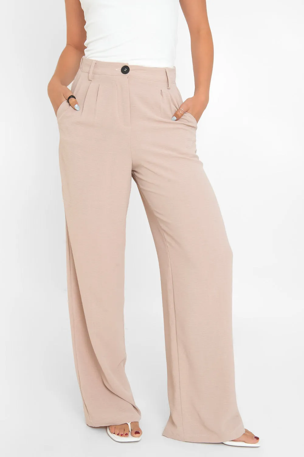 Pantalón fluido fit wide leg con pinzas