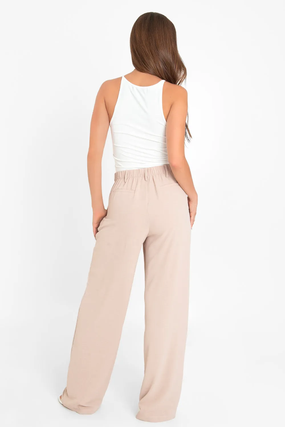 Pantalón fluido fit wide leg con pinzas