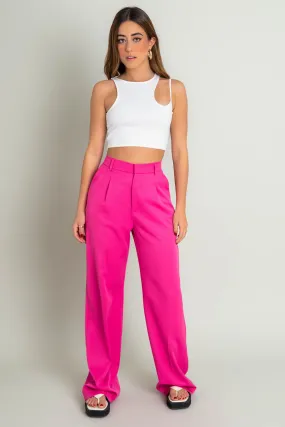 Pantalón wide leg con pinzas tiro alto