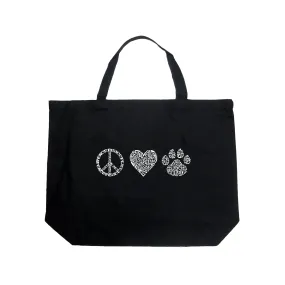 Peace Love Cats  - Large Word Art Tote Bag