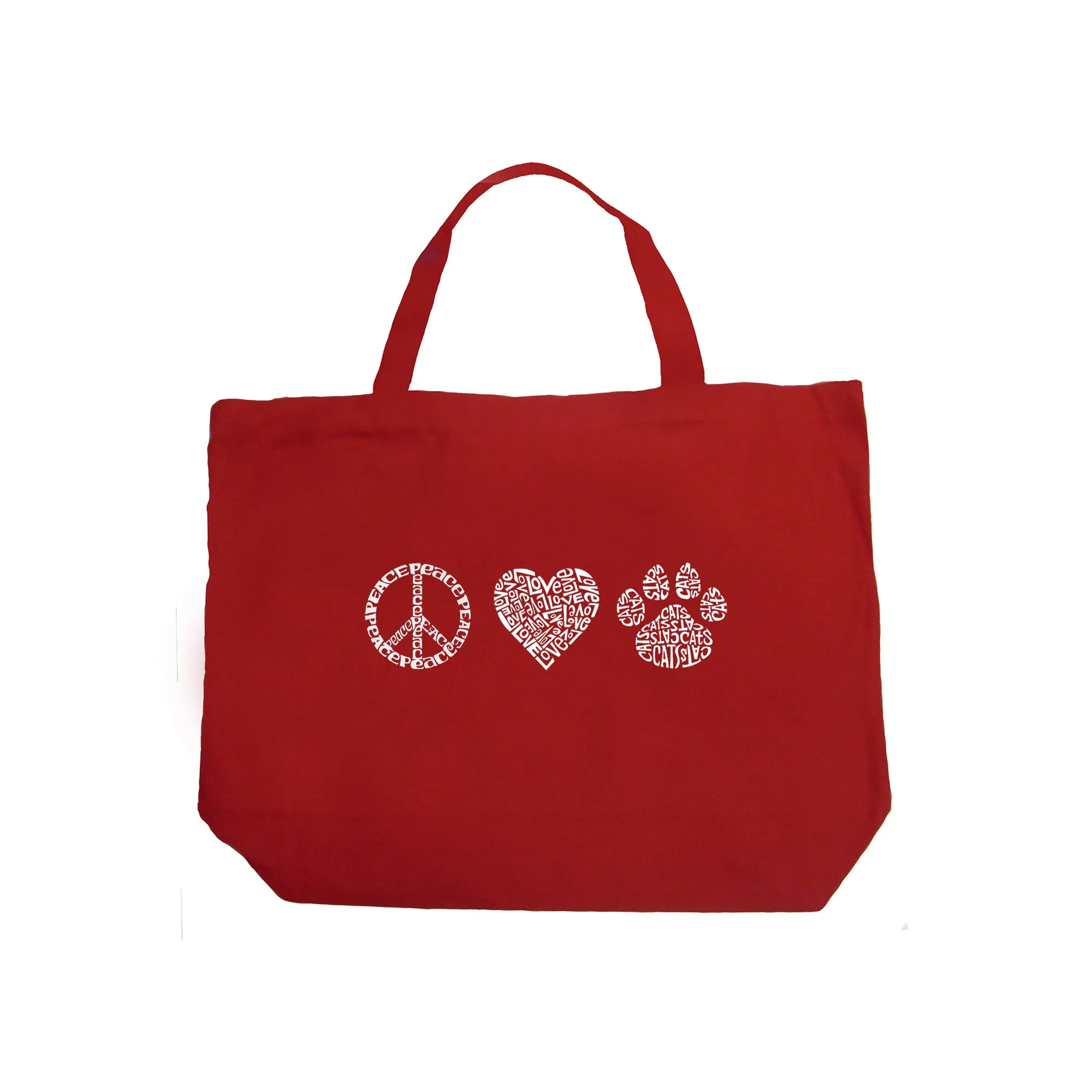 Peace Love Cats  - Large Word Art Tote Bag