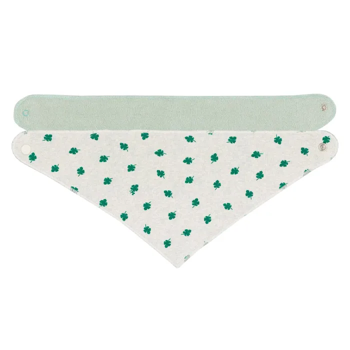 Petit Bateau Baby Set Of Two Bandana Bibs Green Leaf Print/Green Terry