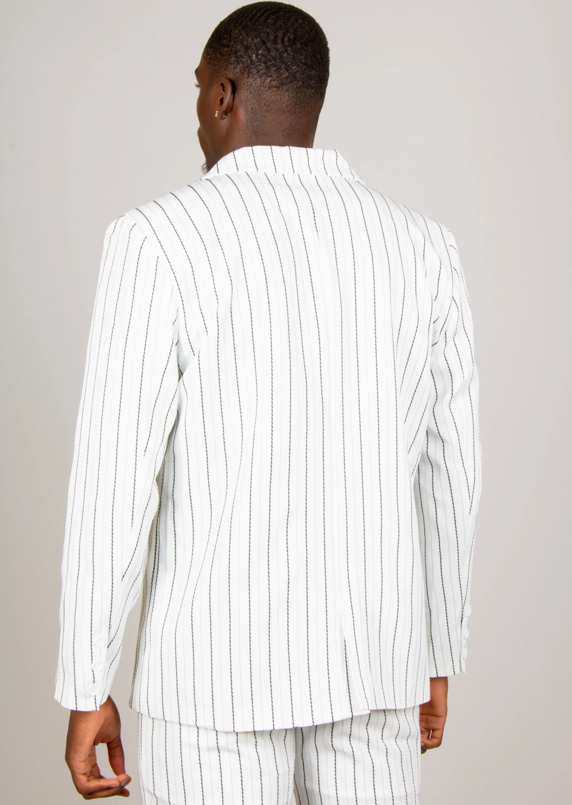 Pinstripe Oversized Blazer In White