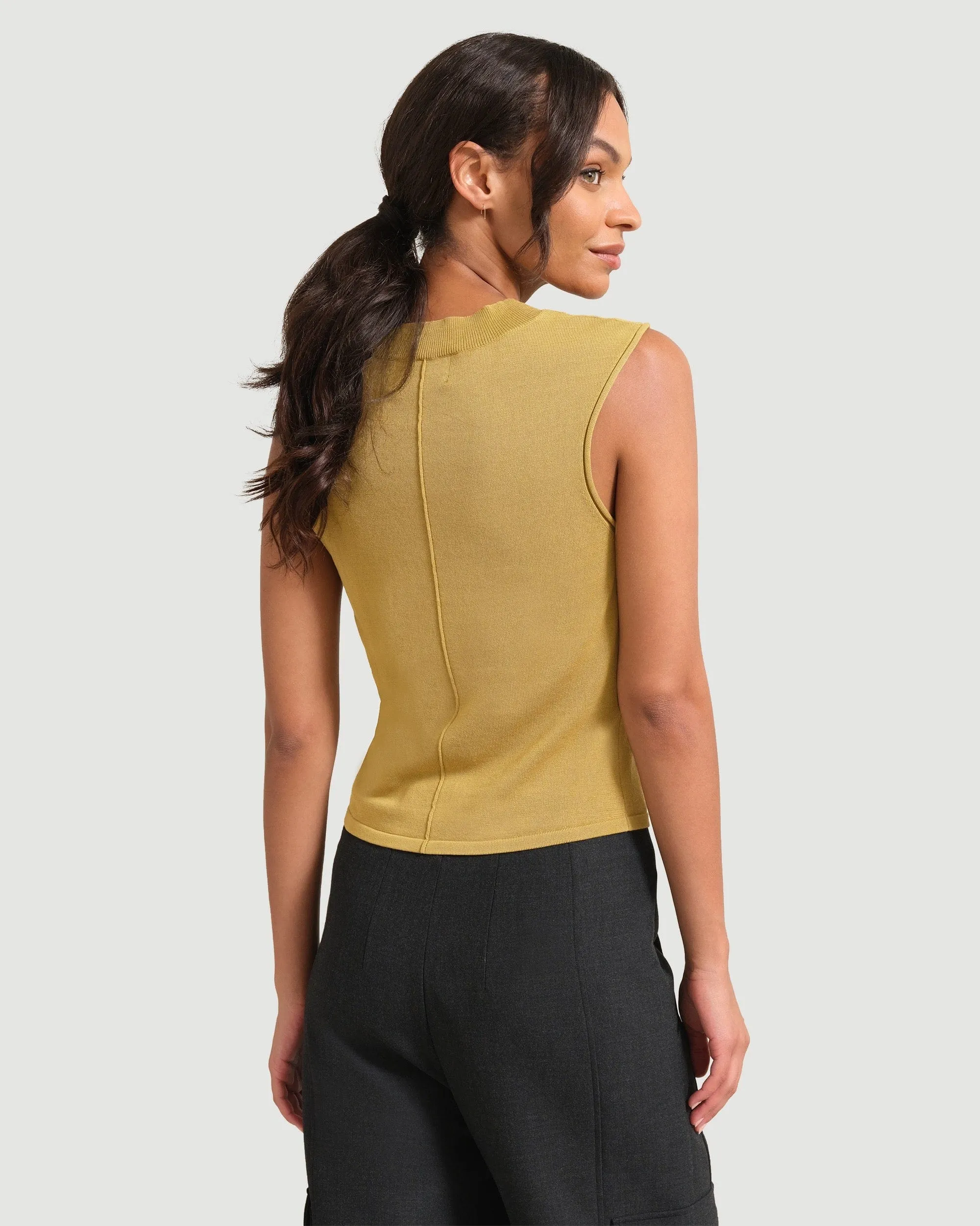 Priya V-Neck Cropped Sweater Tank | Bay Leaf