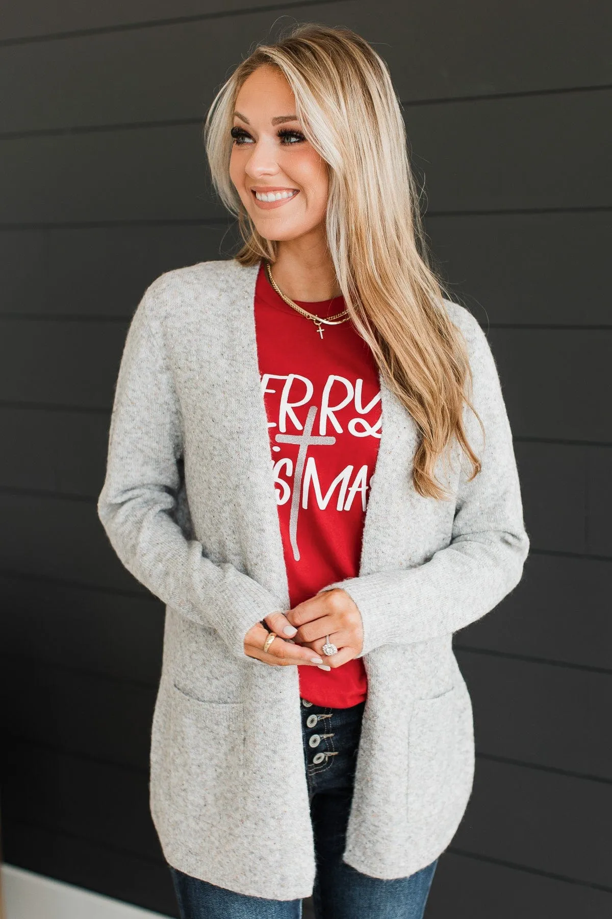 Props To You Sprinkle Knit Cardigan- Heather Grey