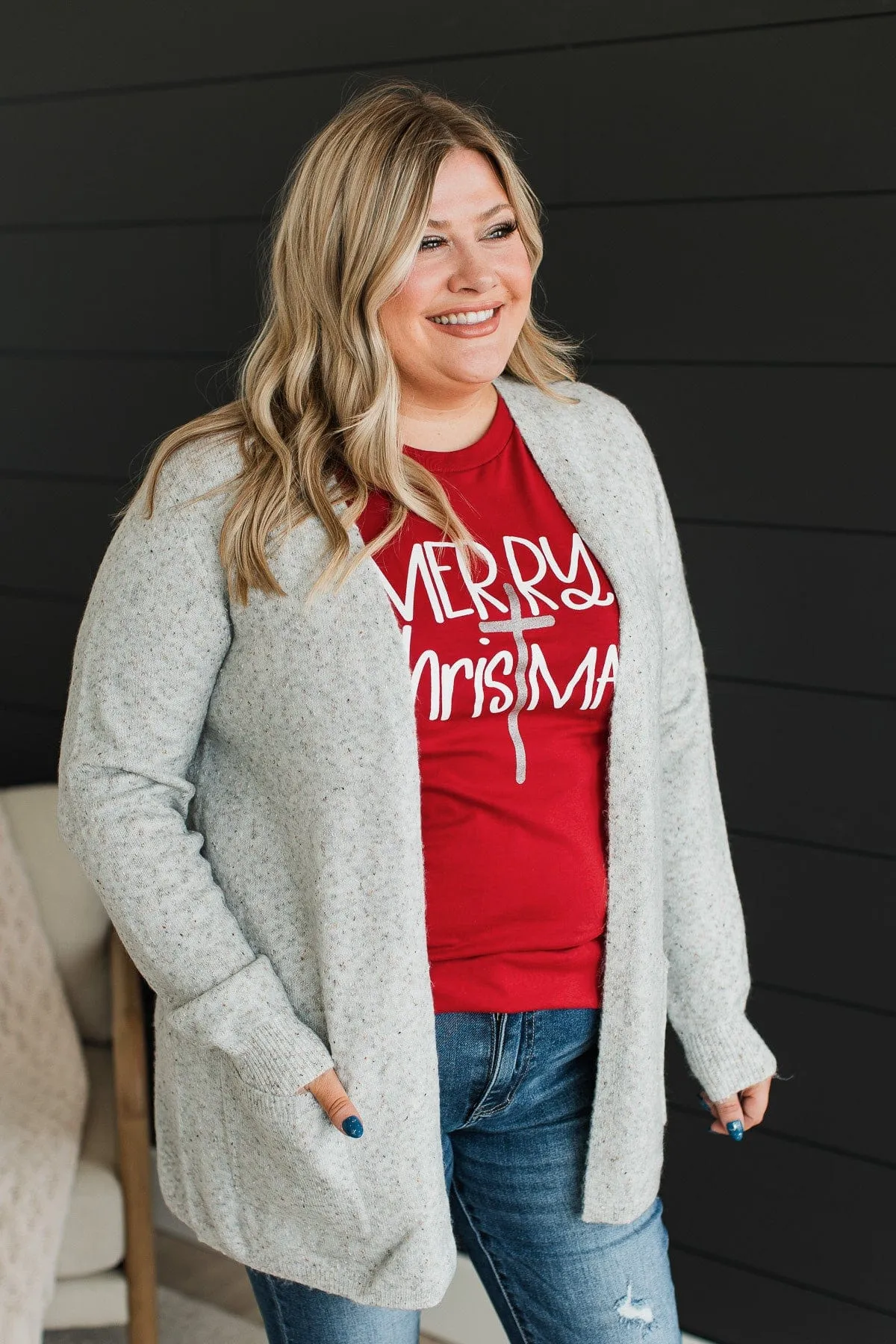 Props To You Sprinkle Knit Cardigan- Heather Grey