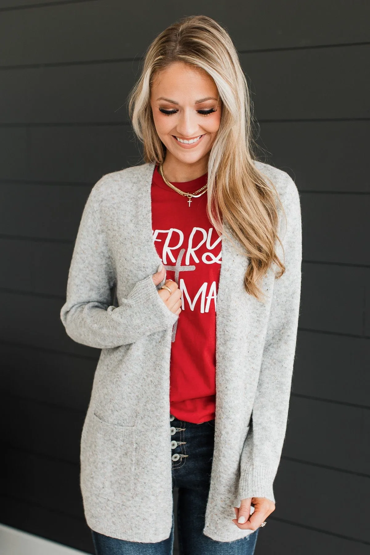 Props To You Sprinkle Knit Cardigan- Heather Grey