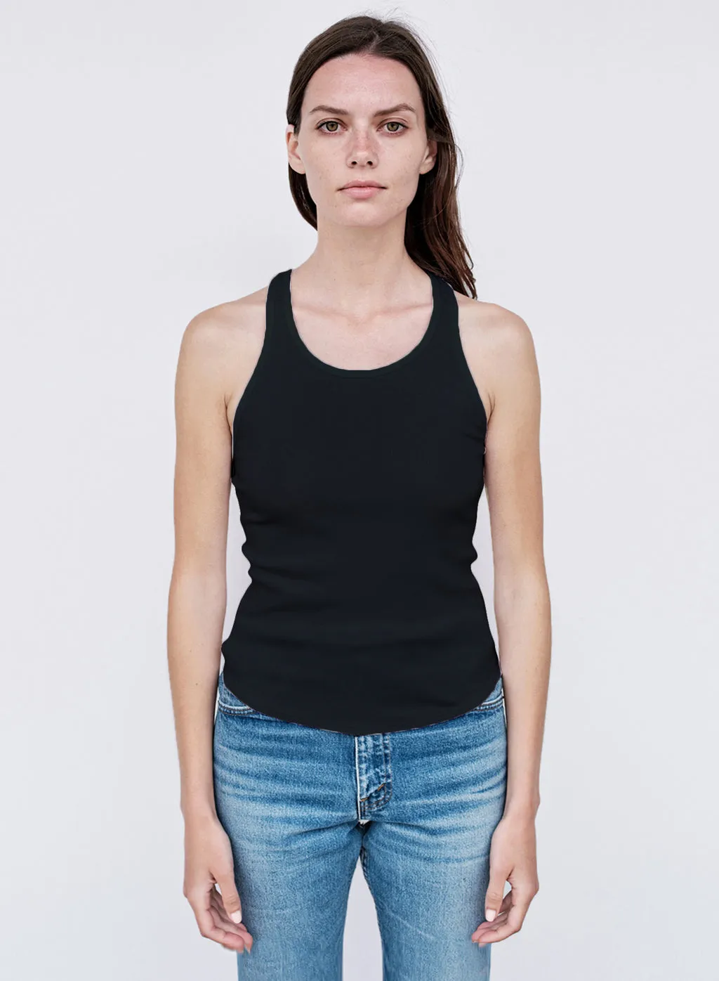 Rib Racerback Tank in Black