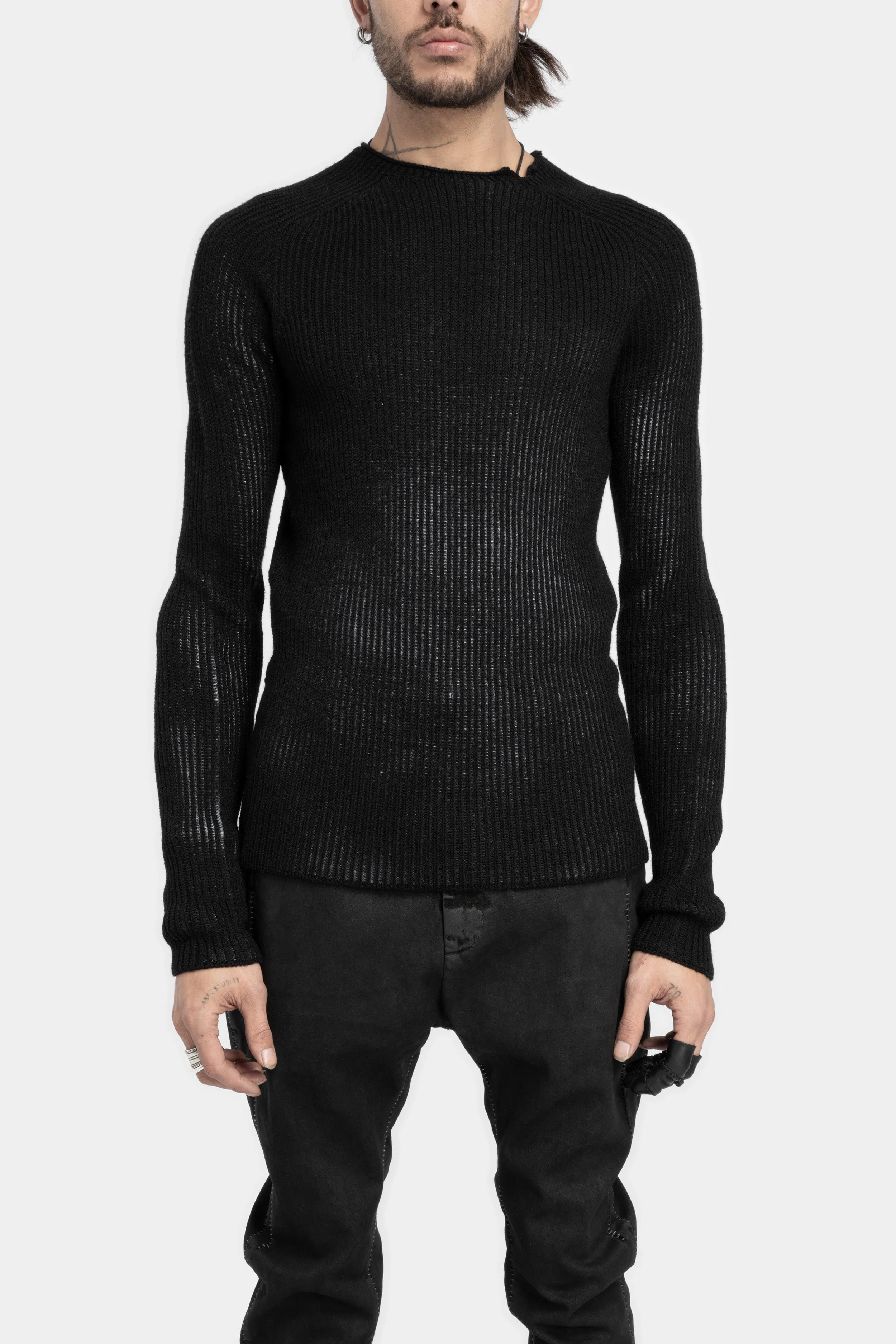 Ribbed wool knit sweater