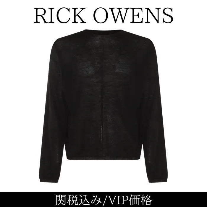 RICK OWENS  |Wool Long Sleeves Plain Designers Sweaters