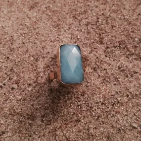 Ring Bronze with Faceted Blue Agate