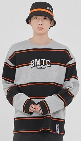 ROMANTIC CROWN  |Pullovers Stripes Unisex Studded Street Style U-Neck