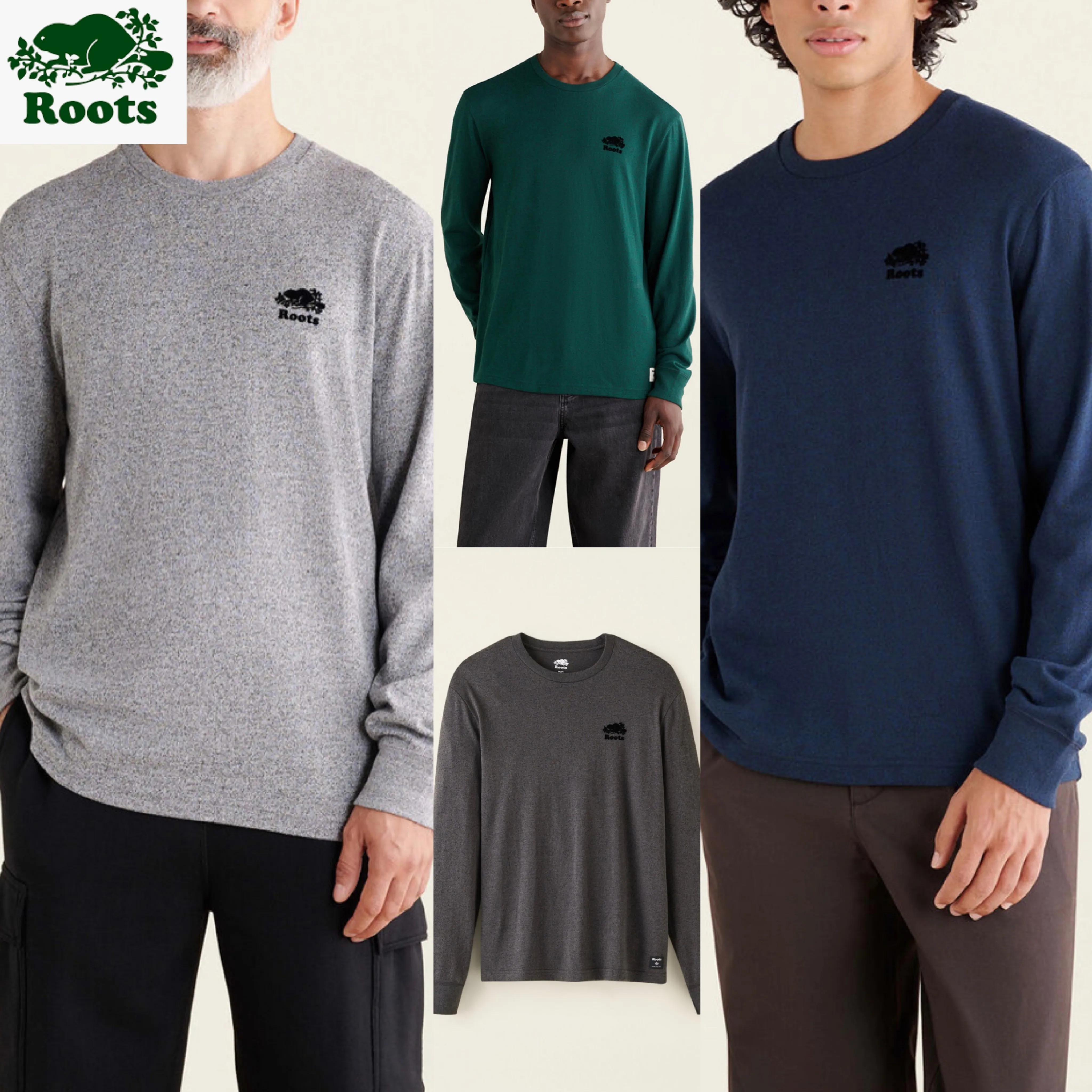 Roots  |Crew Neck Pullovers Blended Fabrics Street Style