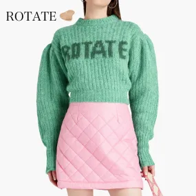 ROTATE  |Crew Neck Casual Style Unisex Wool Rib Street Style Bi-color